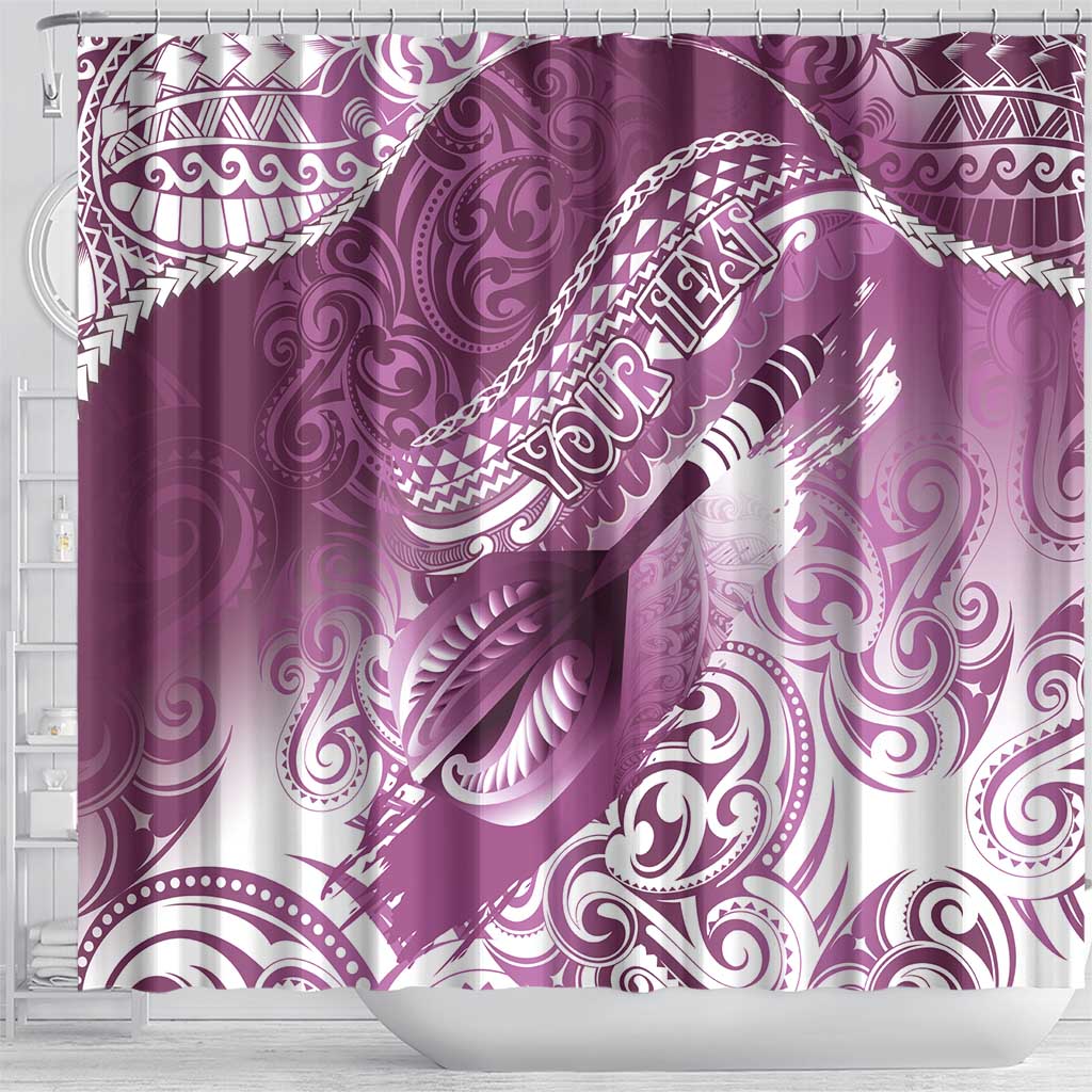 Personalised New Zealand Aotearoa Darts Masters Shower Curtain Maori Art Tattoo with Tribal Dart Symbol Pink LT03 - Polynesian Pride