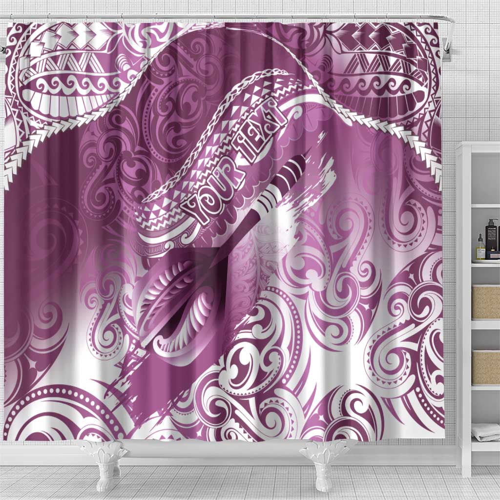 Personalised New Zealand Aotearoa Darts Masters Shower Curtain Maori Art Tattoo with Tribal Dart Symbol Pink LT03 - Polynesian Pride