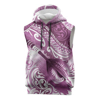 Personalised New Zealand Aotearoa Darts Masters Sleeveless Hoodie Maori Art Tattoo with Tribal Dart Symbol Pink LT03 Pink - Polynesian Pride