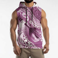 Personalised New Zealand Aotearoa Darts Masters Sleeveless Hoodie Maori Art Tattoo with Tribal Dart Symbol Pink LT03 - Polynesian Pride