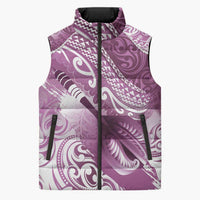Personalised New Zealand Aotearoa Darts Masters Sleeveless Puffer Jacket Maori Art Tattoo with Tribal Dart Symbol Pink LT03 Unisex Pink - Polynesian Pride