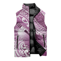 Personalised New Zealand Aotearoa Darts Masters Sleeveless Puffer Jacket Maori Art Tattoo with Tribal Dart Symbol Pink LT03 - Polynesian Pride