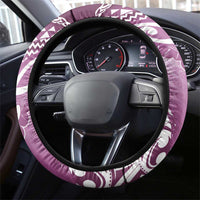 New Zealand Aotearoa Darts Masters Steering Wheel Cover Maori Art Tattoo with Tribal Dart Symbol Pink LT03 - Polynesian Pride