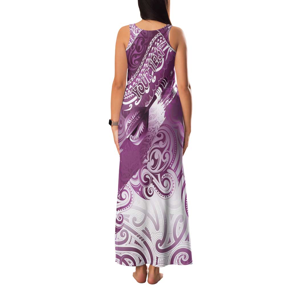 Personalised New Zealand Aotearoa Darts Masters Tank Maxi Dress Maori Art Tattoo with Tribal Dart Symbol Pink LT03 - Polynesian Pride