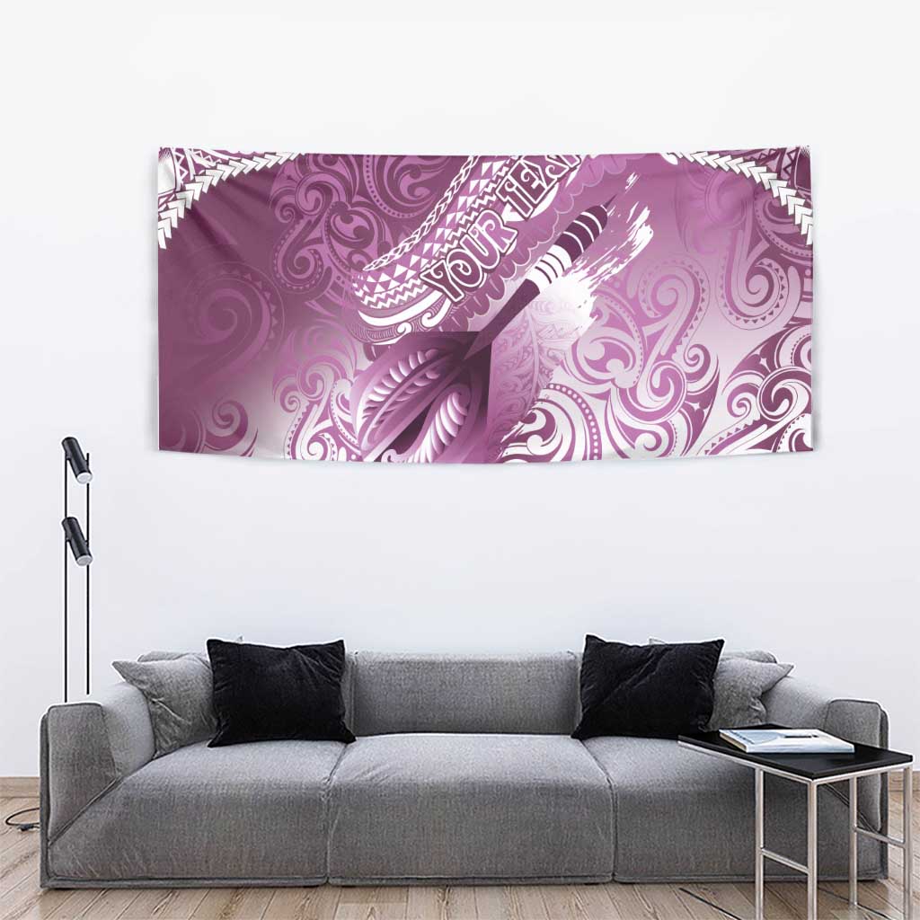 Personalised New Zealand Aotearoa Darts Masters Tapestry Maori Art Tattoo with Tribal Dart Symbol Pink LT03 - Polynesian Pride