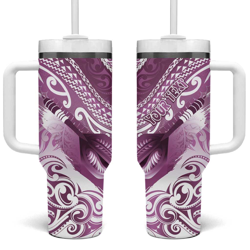 Personalised New Zealand Aotearoa Darts Masters Tumbler With Handle Maori Art Tattoo with Tribal Dart Symbol Pink LT03 One Size: 40 oz Pink - Polynesian Pride
