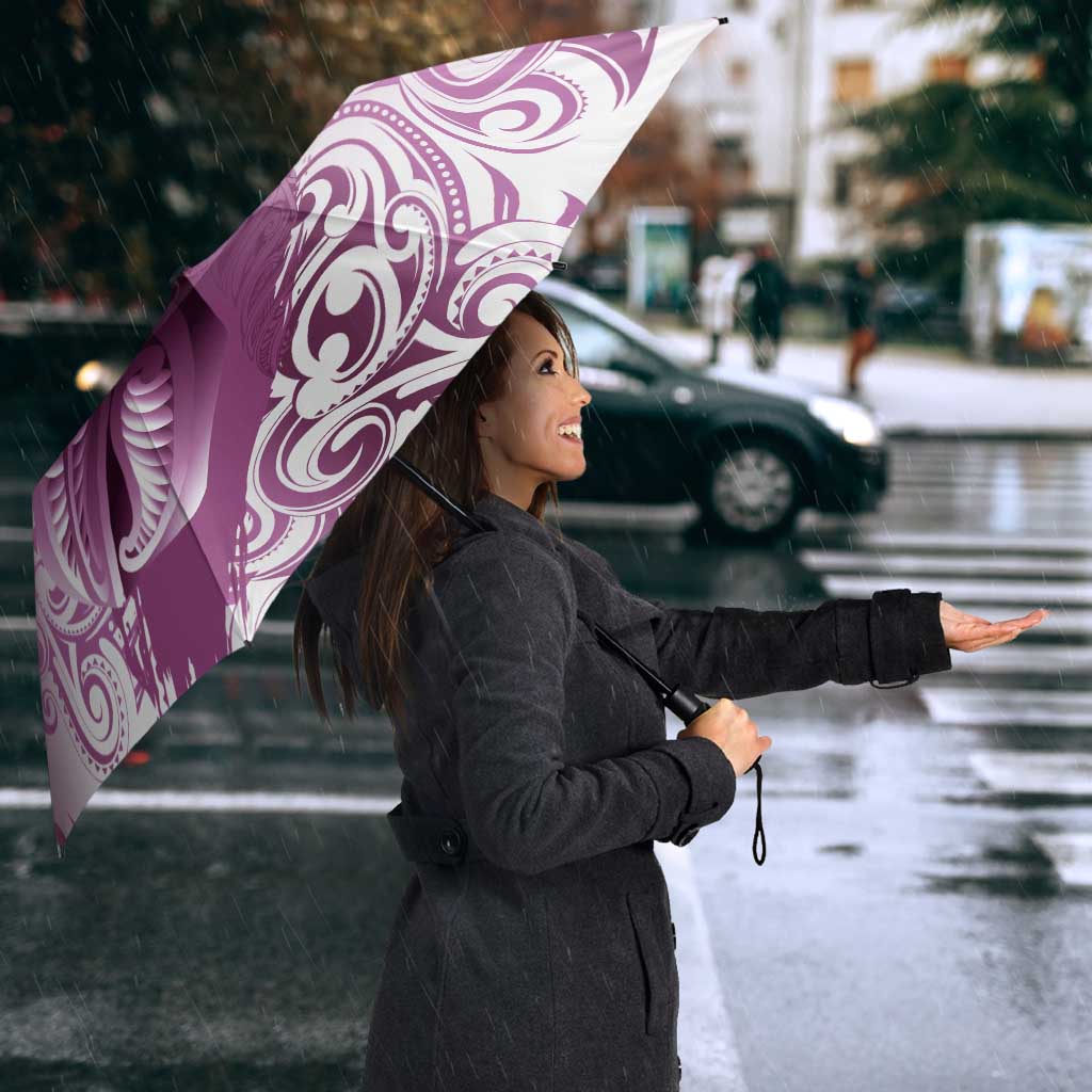 Personalised New Zealand Aotearoa Darts Masters Umbrella Maori Art Tattoo with Tribal Dart Symbol Pink LT03 - Polynesian Pride