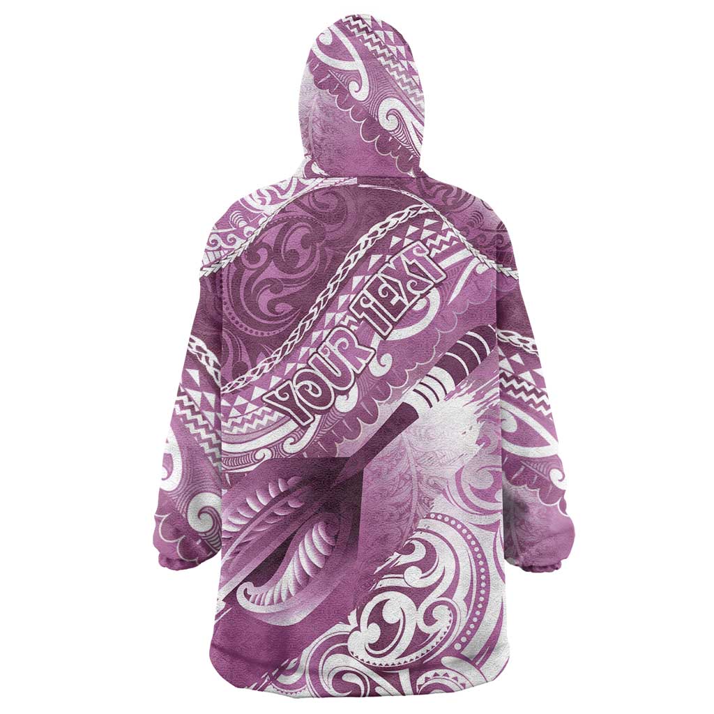 Personalised New Zealand Aotearoa Darts Masters Wearable Blanket Hoodie Maori Art Tattoo with Tribal Dart Symbol Pink LT03 - Polynesian Pride