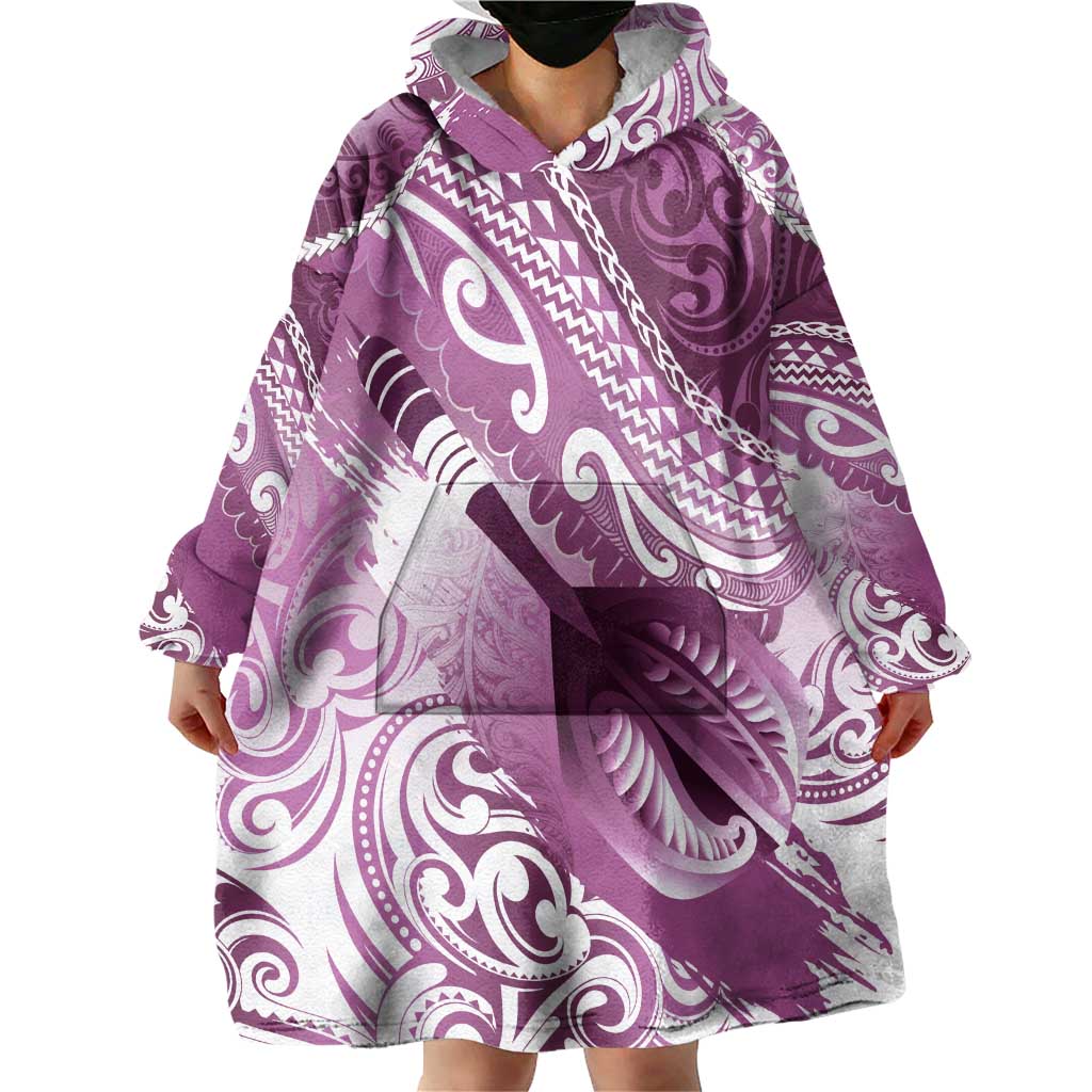 Personalised New Zealand Aotearoa Darts Masters Wearable Blanket Hoodie Maori Art Tattoo with Tribal Dart Symbol Pink LT03 - Polynesian Pride