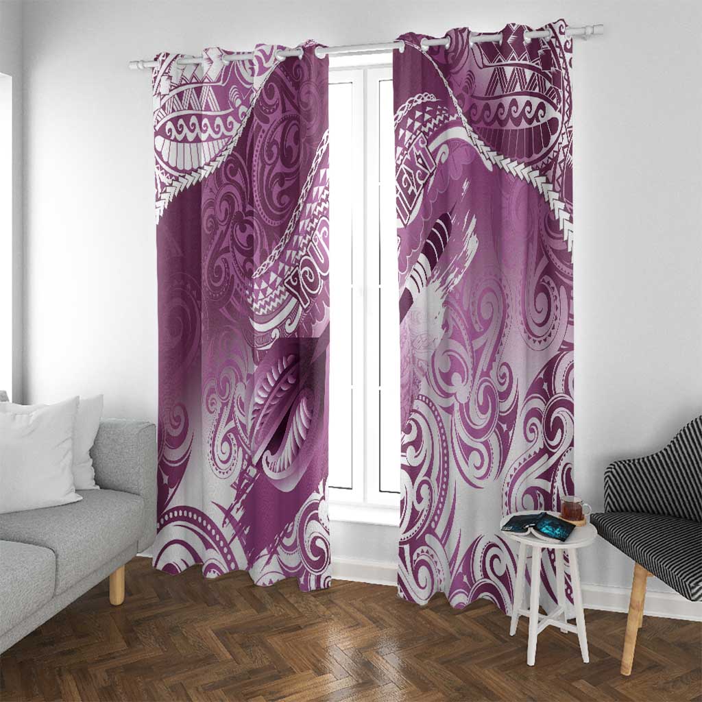Personalised New Zealand Aotearoa Darts Masters Window Curtain Maori Art Tattoo with Tribal Dart Symbol Pink LT03 With Grommets Pink - Polynesian Pride