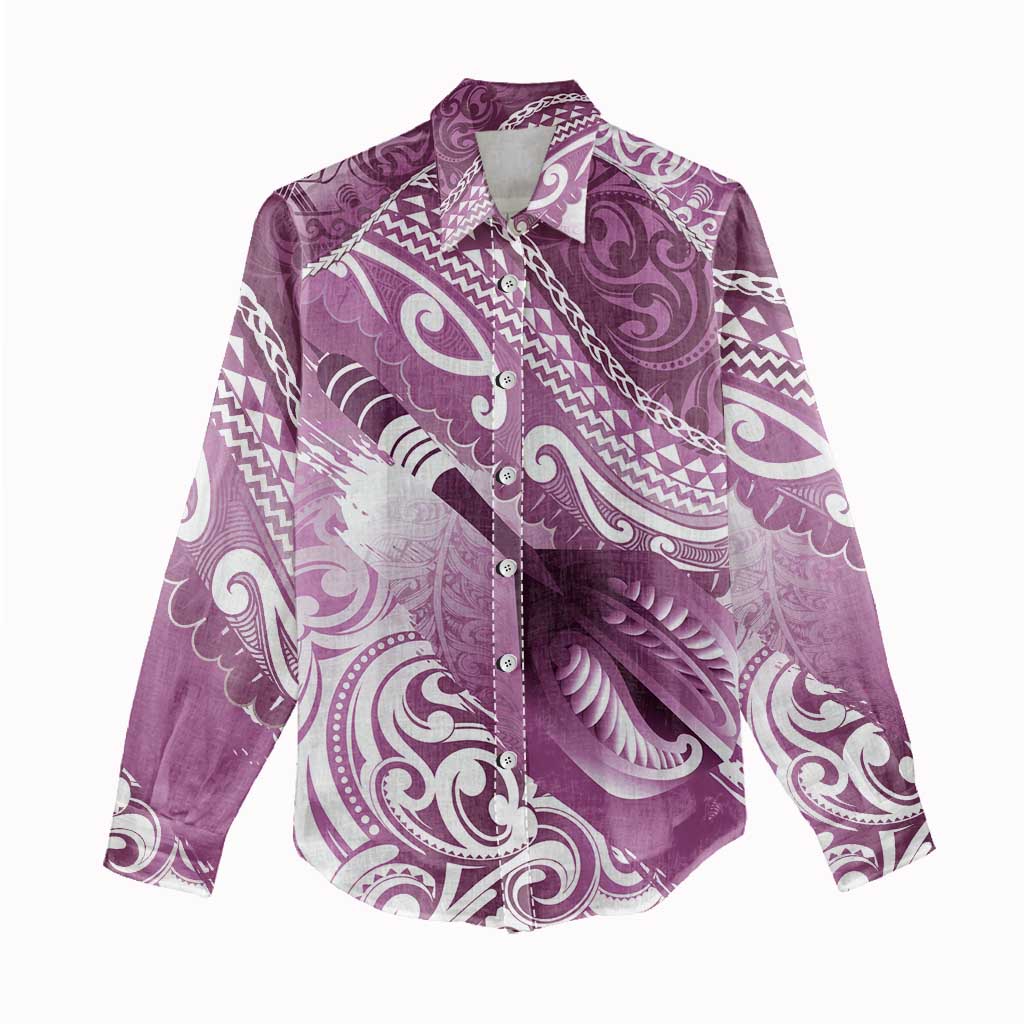 Personalised New Zealand Aotearoa Darts Masters Women Casual Shirt Maori Art Tattoo with Tribal Dart Symbol Pink LT03 - Polynesian Pride