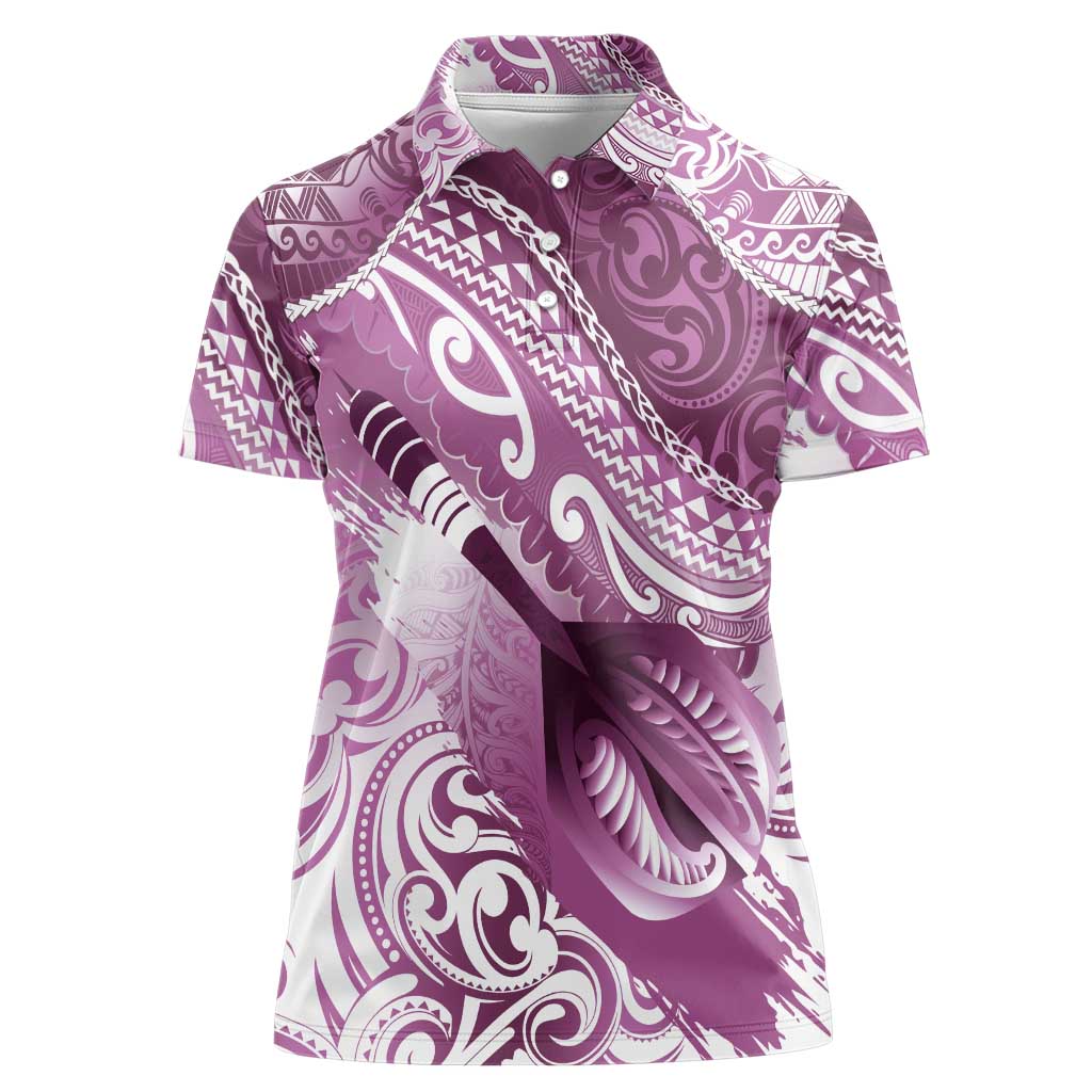 Personalised New Zealand Aotearoa Darts Masters Women Polo Shirt Maori Art Tattoo with Tribal Dart Symbol Pink LT03 Female Pink - Polynesian Pride