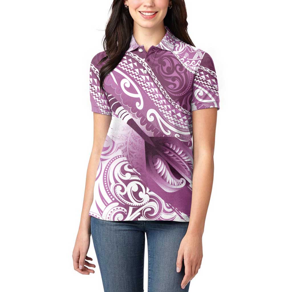 Personalised New Zealand Aotearoa Darts Masters Women Polo Shirt Maori Art Tattoo with Tribal Dart Symbol Pink LT03 - Polynesian Pride