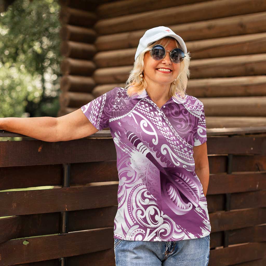Personalised New Zealand Aotearoa Darts Masters Women Polo Shirt Maori Art Tattoo with Tribal Dart Symbol Pink LT03 - Polynesian Pride