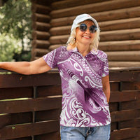 Personalised New Zealand Aotearoa Darts Masters Women Polo Shirt Maori Art Tattoo with Tribal Dart Symbol Pink LT03 - Polynesian Pride