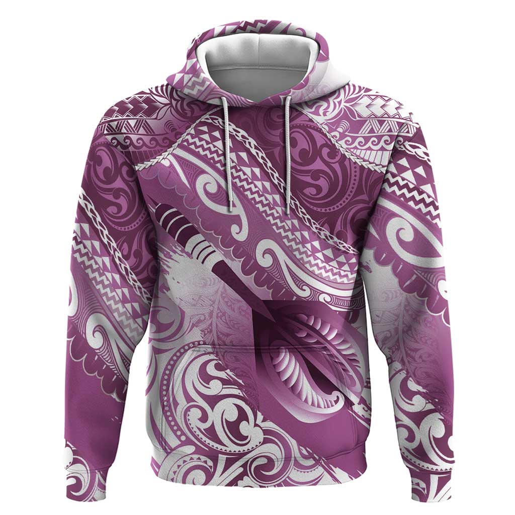 Personalised New Zealand Aotearoa Darts Masters Zip Hoodie Maori Art Tattoo with Tribal Dart Symbol Pink LT03 Pullover Hoodie Pink - Polynesian Pride