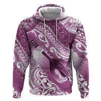 Personalised New Zealand Aotearoa Darts Masters Zip Hoodie Maori Art Tattoo with Tribal Dart Symbol Pink LT03 Pullover Hoodie Pink - Polynesian Pride