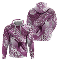 Personalised New Zealand Aotearoa Darts Masters Zip Hoodie Maori Art Tattoo with Tribal Dart Symbol Pink LT03 - Polynesian Pride