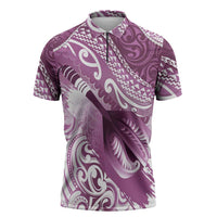 Personalised New Zealand Aotearoa Darts Masters Zipper Polo Shirt Maori Art Tattoo with Tribal Dart Symbol Pink LT03 Pink - Polynesian Pride