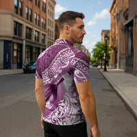 Personalised New Zealand Aotearoa Darts Masters Zipper Polo Shirt Maori Art Tattoo with Tribal Dart Symbol Pink LT03 - Polynesian Pride