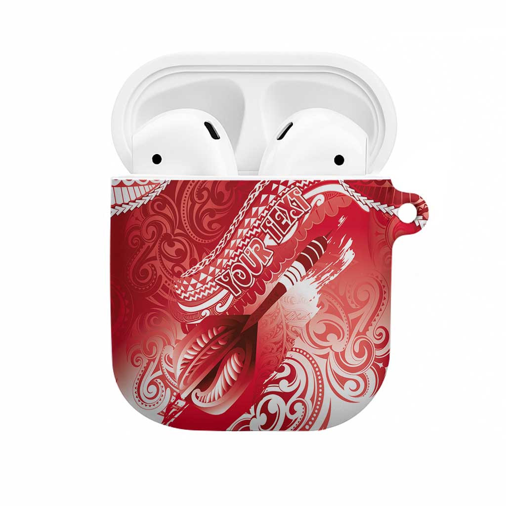 Personalised New Zealand Aotearoa Darts Masters AirPods Case Maori Art Tattoo with Tribal Dart Symbol Red LT03 Red - Polynesian Pride