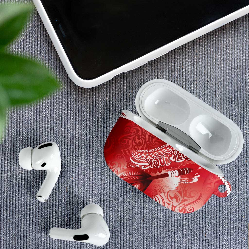Personalised New Zealand Aotearoa Darts Masters AirPods Case Maori Art Tattoo with Tribal Dart Symbol Red LT03 - Polynesian Pride