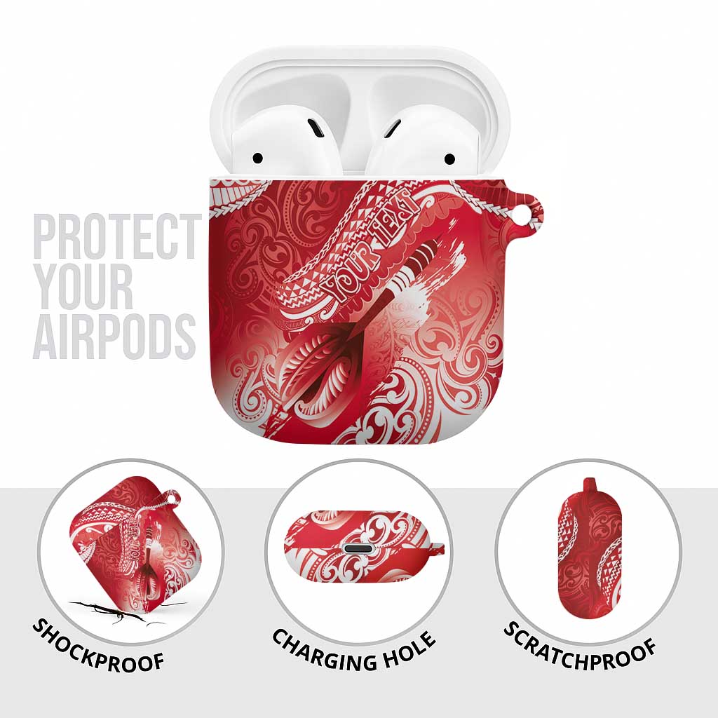 Personalised New Zealand Aotearoa Darts Masters AirPods Case Maori Art Tattoo with Tribal Dart Symbol Red LT03 - Polynesian Pride