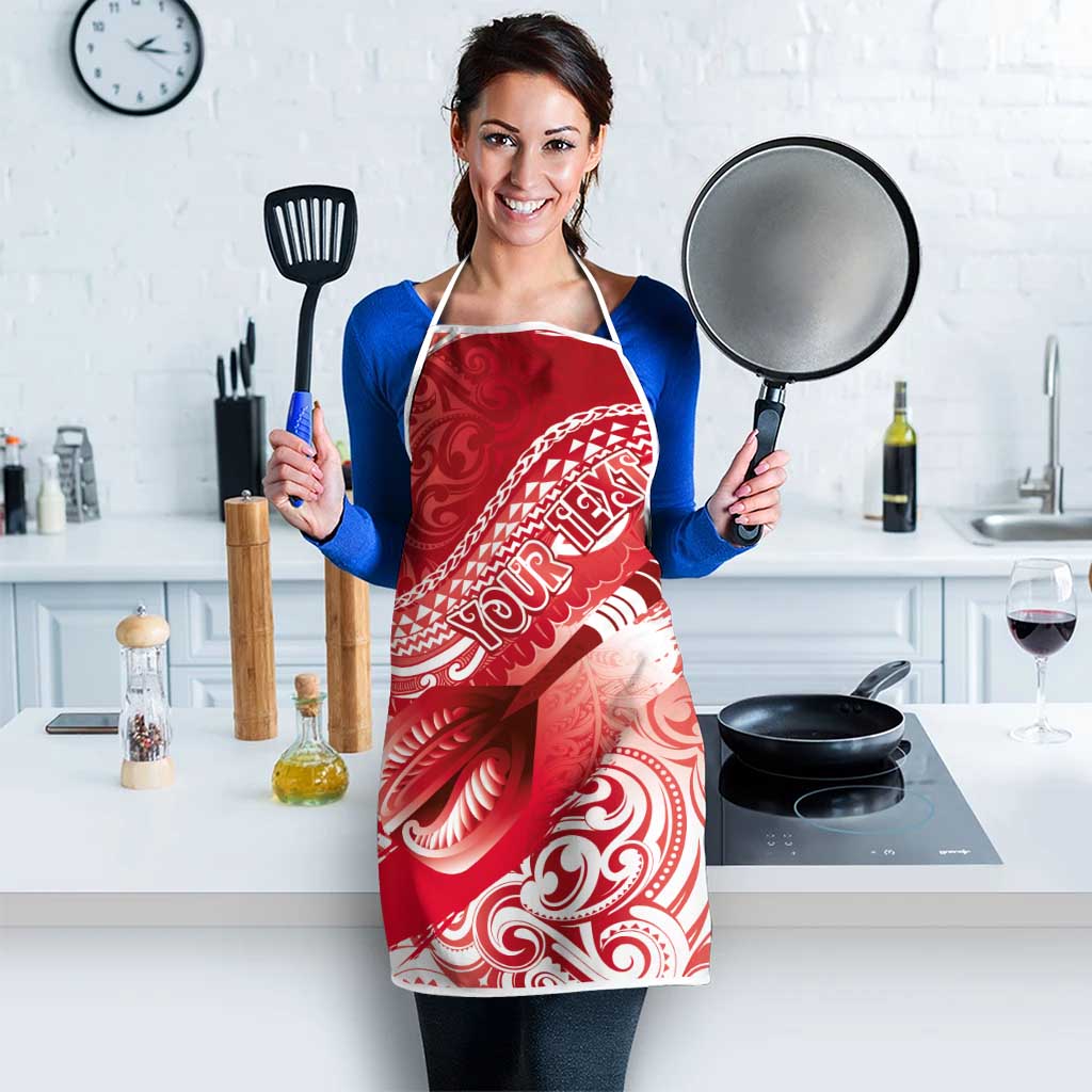 Personalised New Zealand Aotearoa Darts Masters Apron Maori Art Tattoo with Tribal Dart Symbol Red - Polynesian Pride
