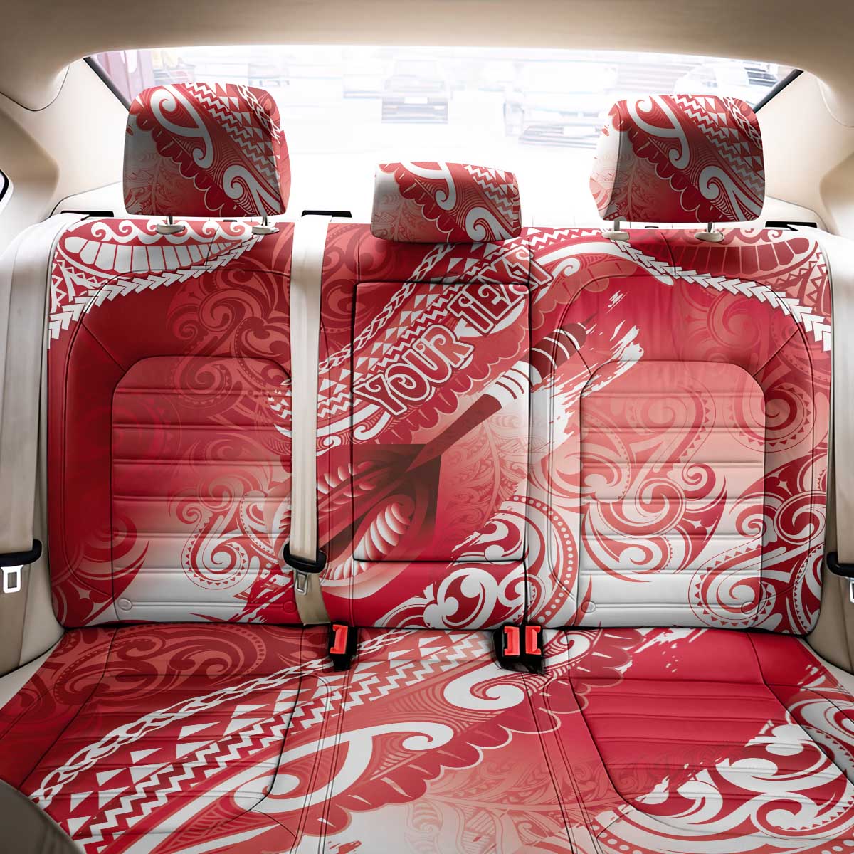 Personalised New Zealand Aotearoa Darts Masters Back Car Seat Cover Maori Art Tattoo with Tribal Dart Symbol Red LT03 - Polynesian Pride