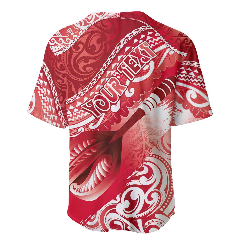 Personalised New Zealand Aotearoa Darts Masters Baseball Jersey Maori Art Tattoo with Tribal Dart Symbol Red - Polynesian Pride