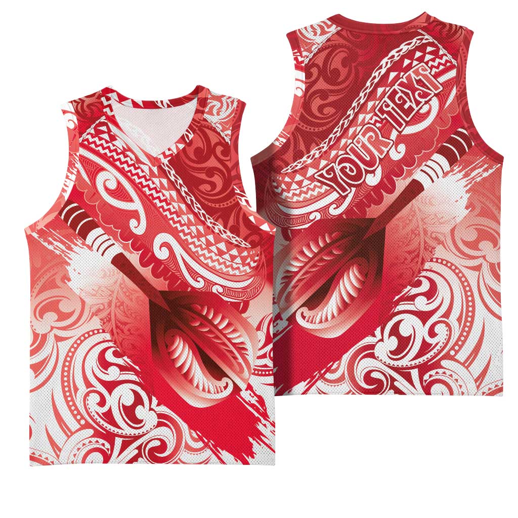 Personalised New Zealand Aotearoa Darts Masters Basketball Jersey Maori Art Tattoo with Tribal Dart Symbol Red LT03 - Polynesian Pride