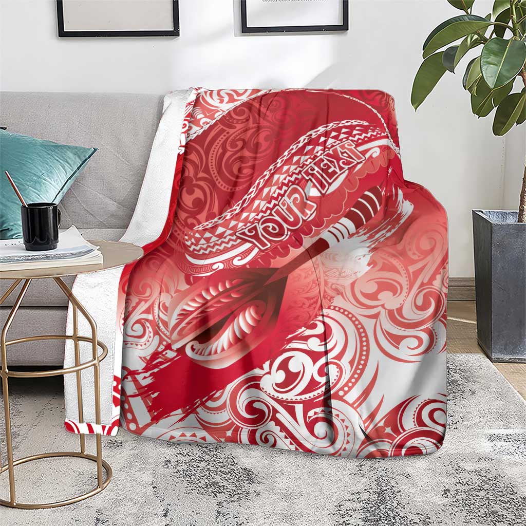 Personalised New Zealand Aotearoa Darts Masters Blanket Maori Art Tattoo with Tribal Dart Symbol Red - Polynesian Pride