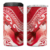 Personalised New Zealand Aotearoa Darts Masters 4 in 1 Can Cooler Tumbler Maori Art Tattoo with Tribal Dart Symbol Red LT03 One Size: 16 oz Red - Polynesian Pride