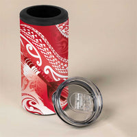 Personalised New Zealand Aotearoa Darts Masters 4 in 1 Can Cooler Tumbler Maori Art Tattoo with Tribal Dart Symbol Red LT03 - Polynesian Pride