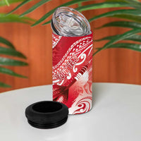 Personalised New Zealand Aotearoa Darts Masters 4 in 1 Can Cooler Tumbler Maori Art Tattoo with Tribal Dart Symbol Red LT03 - Polynesian Pride