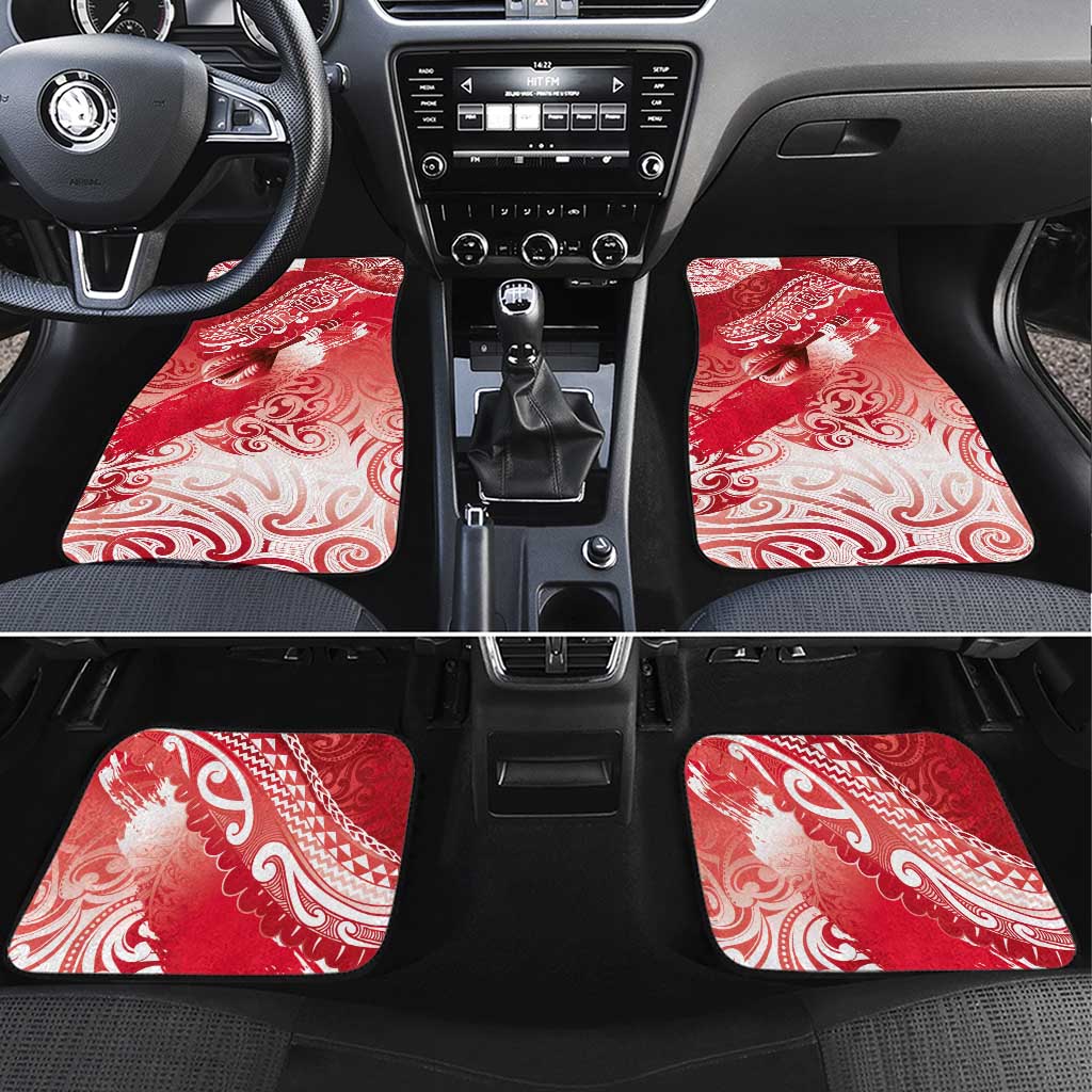 Personalised New Zealand Aotearoa Darts Masters Car Mats Maori Art Tattoo with Tribal Dart Symbol Red LT03 Set 4pcs Red - Polynesian Pride