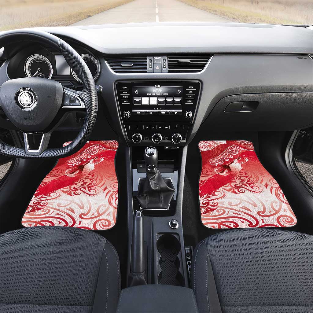 Personalised New Zealand Aotearoa Darts Masters Car Mats Maori Art Tattoo with Tribal Dart Symbol Red LT03 Set 2pcs - Front Red - Polynesian Pride