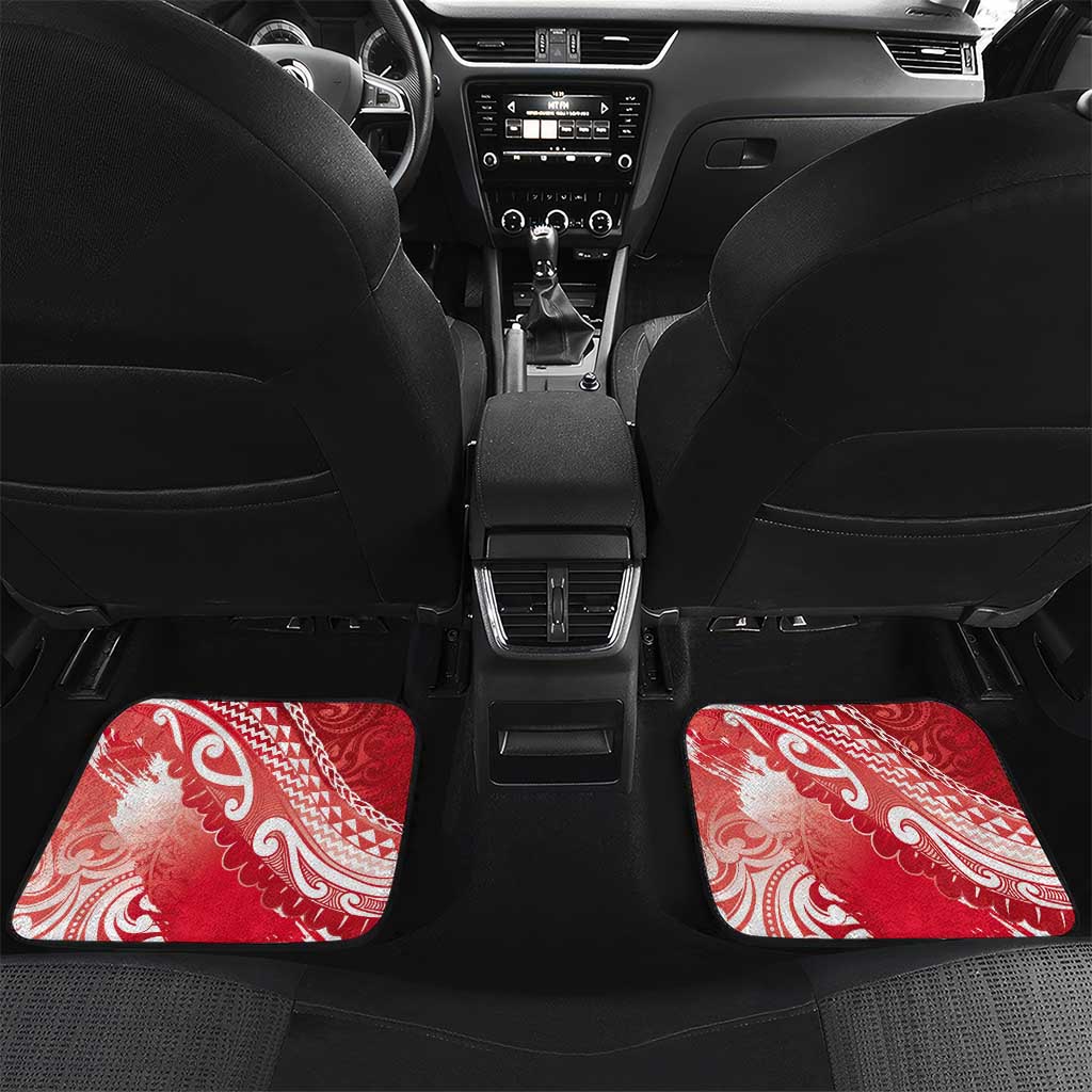 Personalised New Zealand Aotearoa Darts Masters Car Mats Maori Art Tattoo with Tribal Dart Symbol Red LT03 Set 2pcs - Back Red - Polynesian Pride