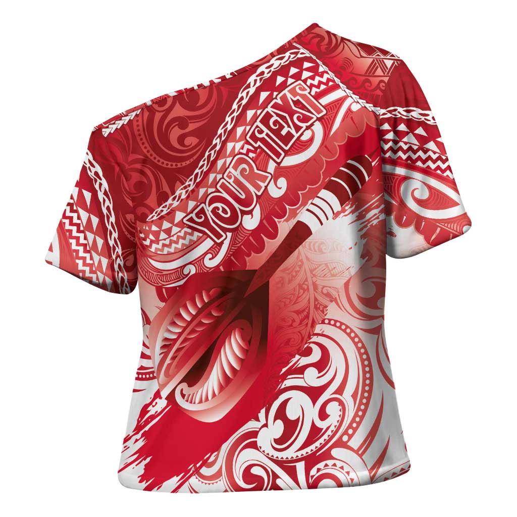 Personalised New Zealand Aotearoa Darts Masters Cross Shoulder Shirt Maori Art Tattoo with Tribal Dart Symbol Red LT03 - Polynesian Pride