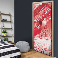 Personalised New Zealand Aotearoa Darts Masters Door Cover Maori Art Tattoo with Tribal Dart Symbol Red LT03 - Polynesian Pride