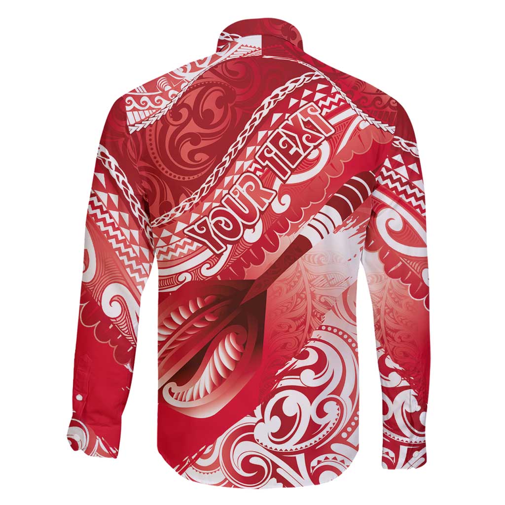 Personalised New Zealand Aotearoa Darts Masters Family Matching Long Sleeve Bodycon Dress and Hawaiian Shirt Maori Art Tattoo with Tribal Dart Symbol Red LT03 - Polynesian Pride