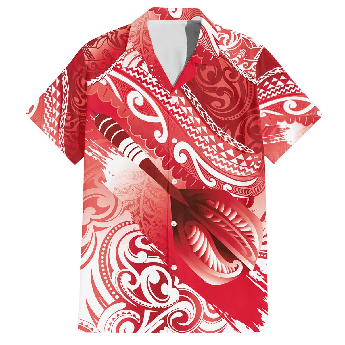 Personalised New Zealand Aotearoa Darts Masters Family Matching Off The Shoulder Long Sleeve Dress and Hawaiian Shirt Maori Art Tattoo with Tribal Dart Symbol Red LT03 Dad's Shirt - Short Sleeve Red - Polynesian Pride