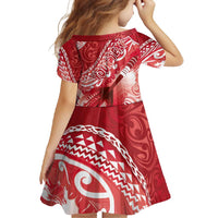 Personalised New Zealand Aotearoa Darts Masters Family Matching Off Shoulder Maxi Dress and Hawaiian Shirt Maori Art Tattoo with Tribal Dart Symbol Red LT03 - Polynesian Pride