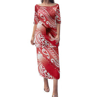 Personalised New Zealand Aotearoa Darts Masters Family Matching Puletasi and Hawaiian Shirt Maori Art Tattoo with Tribal Dart Symbol Red LT03 Mom's Dress Red - Polynesian Pride