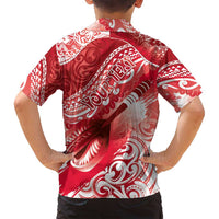 Personalised New Zealand Aotearoa Darts Masters Family Matching Tank Maxi Dress and Hawaiian Shirt Maori Art Tattoo with Tribal Dart Symbol Red LT03 - Polynesian Pride