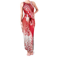 Personalised New Zealand Aotearoa Darts Masters Family Matching Tank Maxi Dress and Hawaiian Shirt Maori Art Tattoo with Tribal Dart Symbol Red LT03 Mom's Dress Red - Polynesian Pride