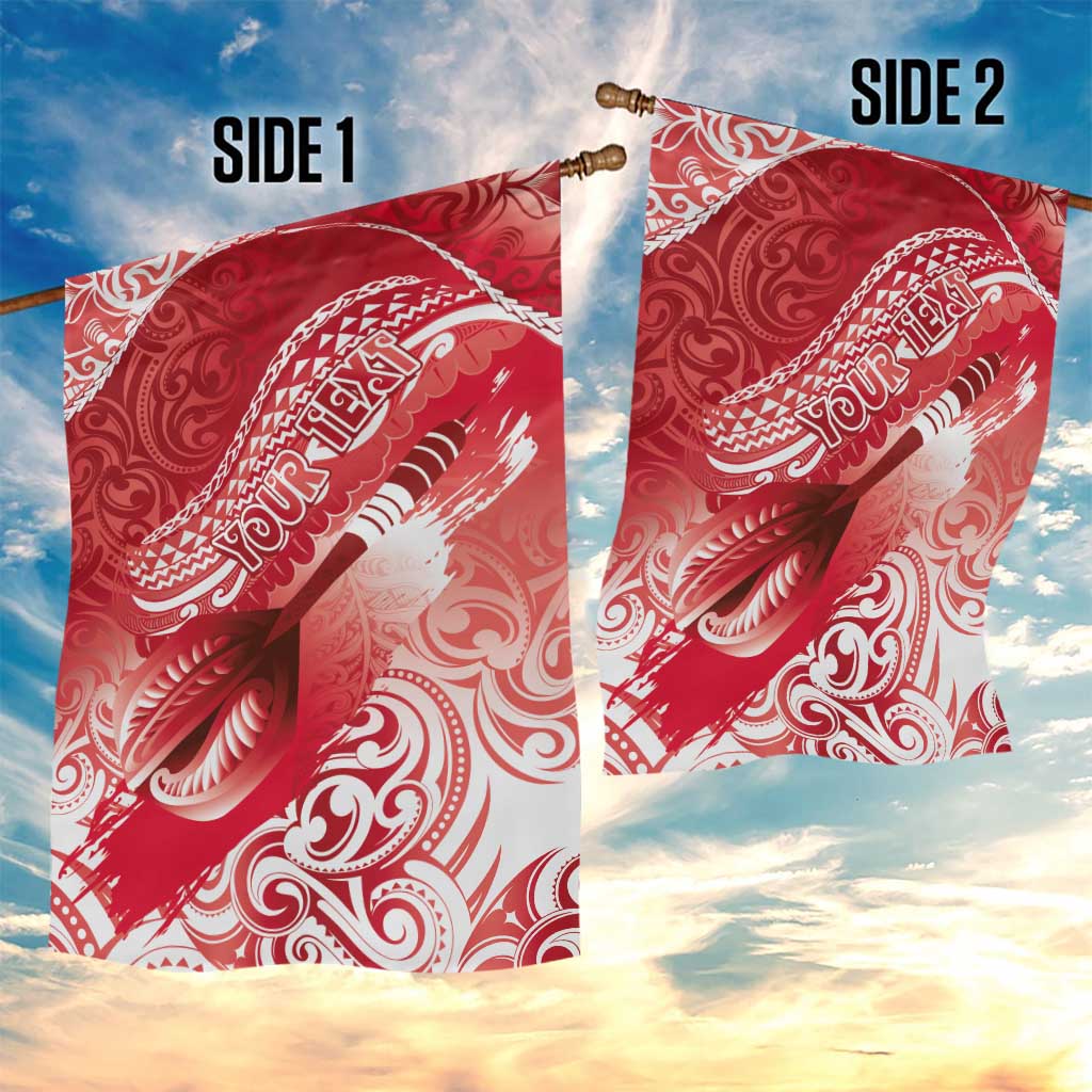 Personalised New Zealand Aotearoa Darts Masters Garden Flag Maori Art Tattoo with Tribal Dart Symbol Red LT03 - Polynesian Pride