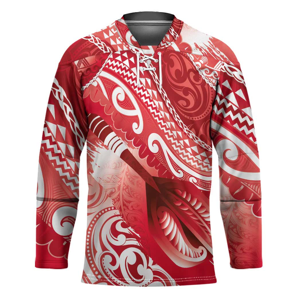Personalised New Zealand Aotearoa Darts Masters Hockey Jersey Maori Art Tattoo with Tribal Dart Symbol Red LT03 Unisex Red - Polynesian Pride