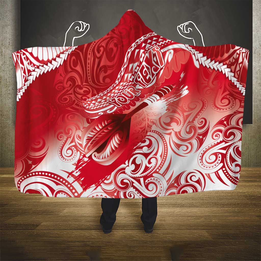 Personalised New Zealand Aotearoa Darts Masters Hooded Blanket Maori Art Tattoo with Tribal Dart Symbol Red LT03 - Polynesian Pride