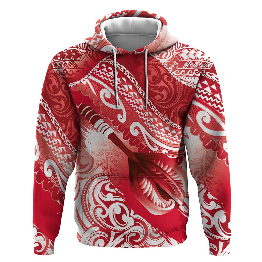 Personalised New Zealand Aotearoa Darts Masters Hoodie Maori Art Tattoo with Tribal Dart Symbol Red LT03 Pullover Hoodie Red - Polynesian Pride